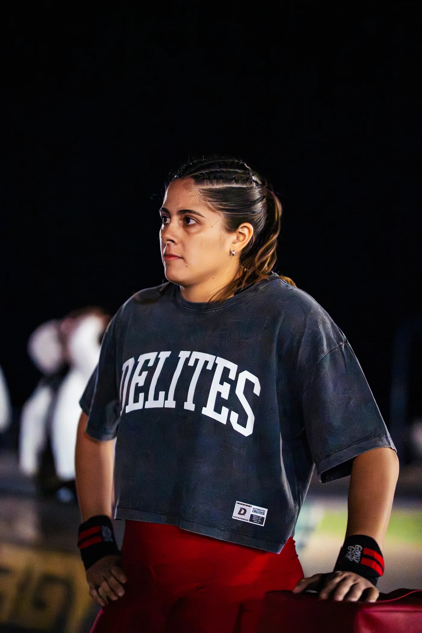 Atleta con la remera de Delites durante la jornada de competencia