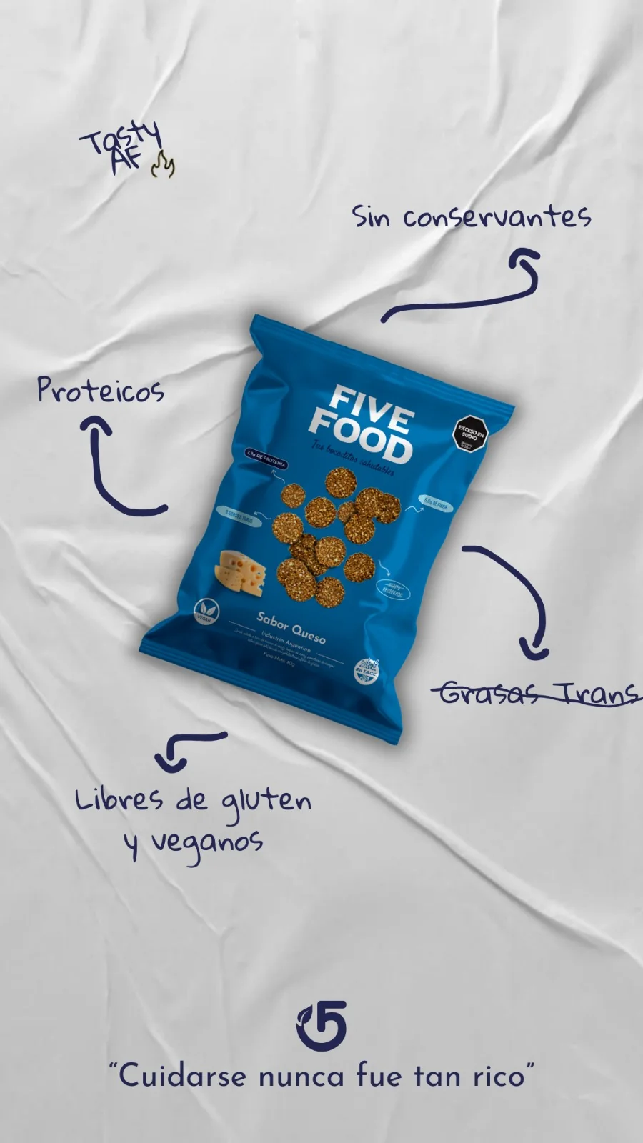 Bocaditos Five Food de queso junto a sus principales beneficios