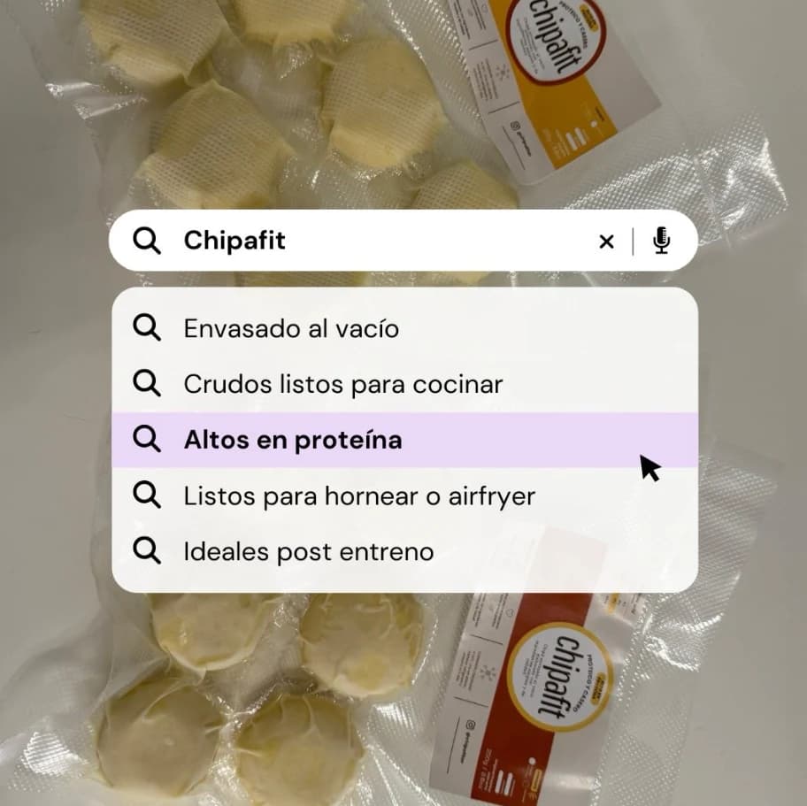 Buscador de Chipa Fit que destaca sus chipás altos en proteína
