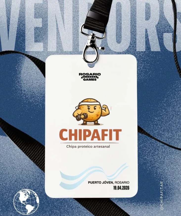 Credencial de Rosario Fitness Games con la marca Chipa Fit