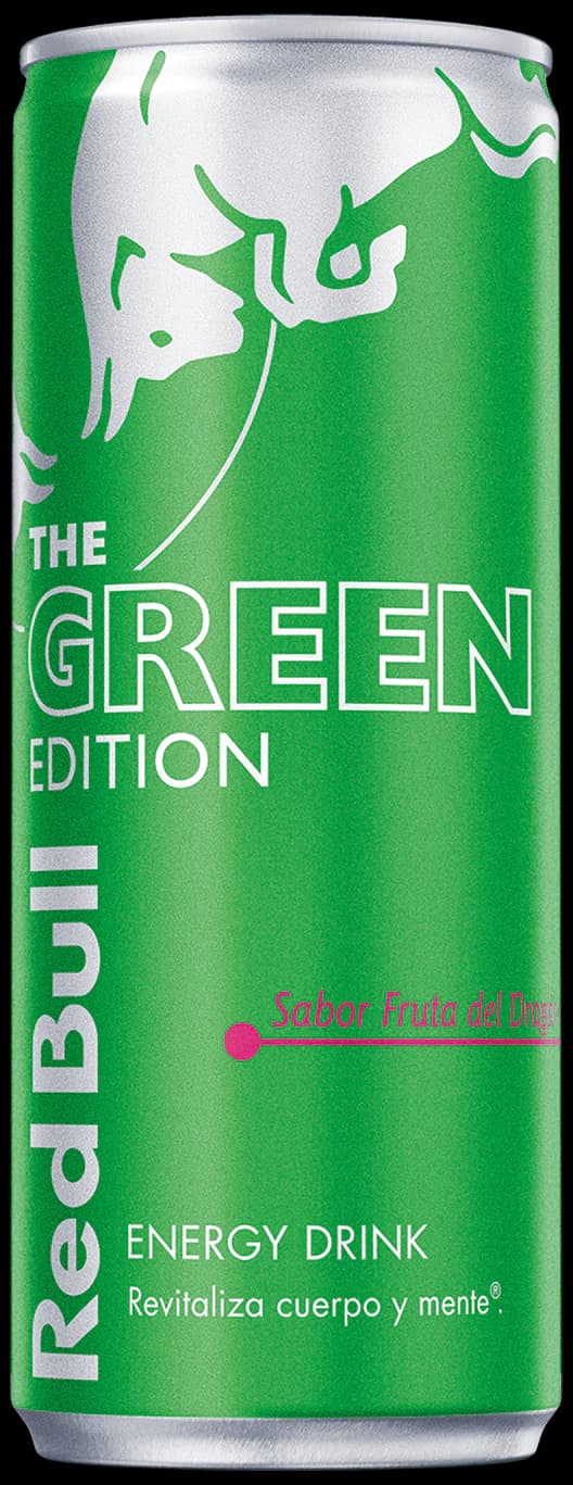 Lata de Red Bull Green Edition sabor fruta del dragón